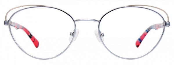 EasyClip EC501 Eyeglasses, 050 - Satin Light Blue & Silver
