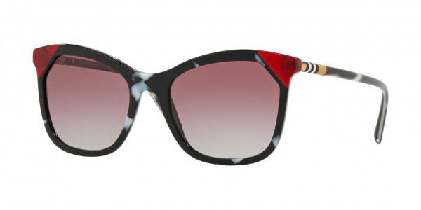 Burberry BE4263F Sunglasses, 370990 BLACK/TORTOISE WHITE/RED (BLACK)