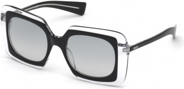 Emilio Pucci EP0079 Sunglasses, 03B - Shiny Black & Crystal / Grad. Smoke Lenses W. Silver Flash