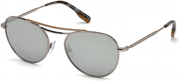 Ermenegildo Zegna EZ0103 Sunglasses, 18C - Shiny Ruthenium, Grey Havana & Vicuna/ Smoke W. Silver Mirror