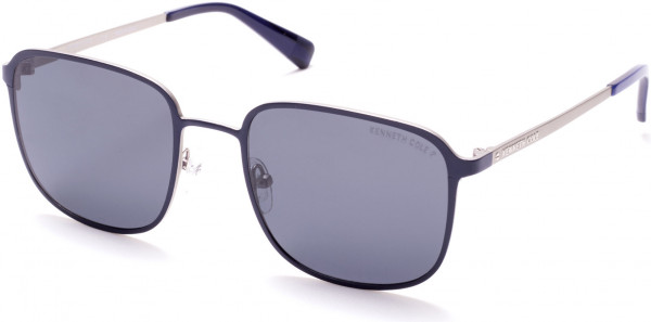 Kenneth Cole New York KC7231 Sunglasses, 91D - Matte Blue / Smoke Polarized Lenses