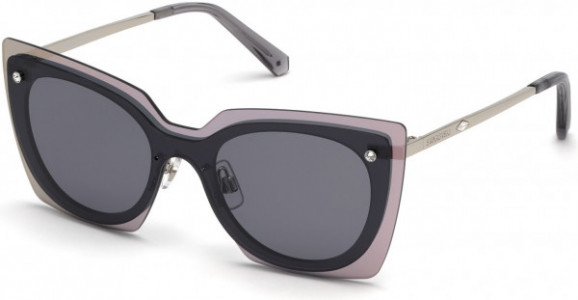 Swarovski SK0201 Sunglasses, 16A - Shiny Palladium / Smoke Lenses