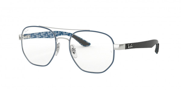 Ray-Ban Optical RX8418 Eyeglasses, 3016 SILVER ON TOP MATTE BLUE (BLUE)