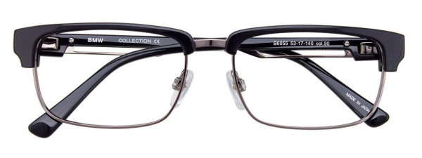 BMW Eyewear B6055 Eyeglasses, 090 - Black & Shiny Steel