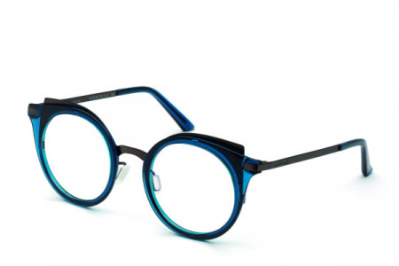 Italia Independent Michelle Eyeglasses, Dark Blue/Gun Metal .021.078