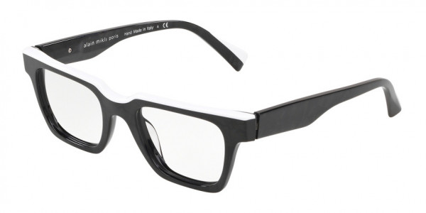 Alain Mikli A03093 VERNEY Eyeglasses, 001 VERNEY NOIR MIKLI/WHITE (BLACK)