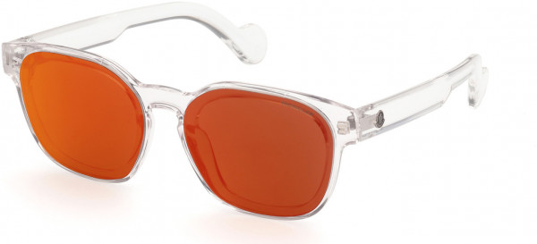 Moncler ML0086 Sunglasses, 26U - Shiny Crystal / Orange Multicolored Mirror Lenses