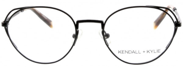 KENDALL + KYLIE Helena Eyeglasses, Matte Black with Black over Honey Tortoise