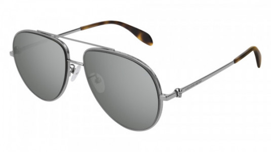 Alexander McQueen AM0172S Sunglasses, 002 - RUTHENIUM with SILVER lenses