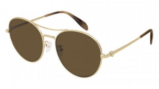 Alexander McQueen AM0174S Sunglasses, 003 - GOLD with BROWN lenses