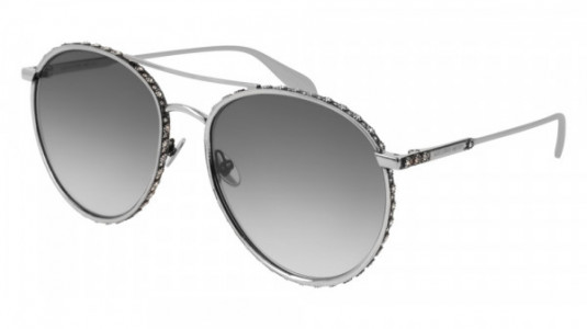 Alexander McQueen AM0179S Sunglasses, 002 - SILVER with GREY lenses