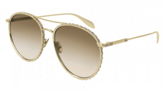 Alexander McQueen AM0179S Sunglasses, 003 - GOLD with BROWN lenses