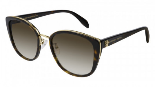 Alexander McQueen AM0186SK Sunglasses, 002 - GOLD with HAVANA temples and BROWN lenses