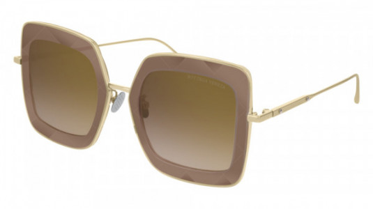 Bottega Veneta BV0209S Sunglasses, 002 - BROWN with GOLD temples and BROWN lenses