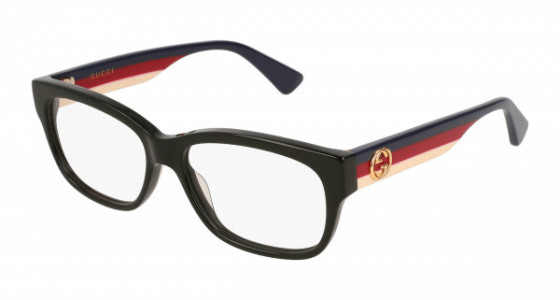 Gucci GG0278O Eyeglasses, 011 - BLACK with MULTICOLOR temples and TRANSPARENT lenses