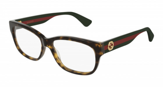 Gucci GG0278O Eyeglasses, 012 - HAVANA with MULTICOLOR temples and TRANSPARENT lenses
