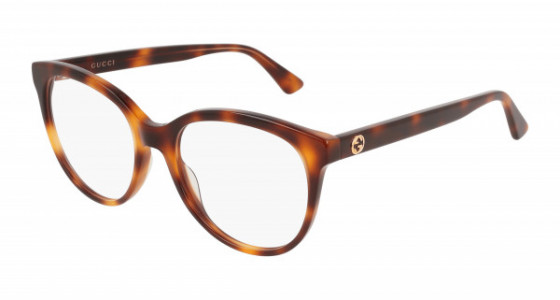 Gucci GG0329O Eyeglasses, 002 - HAVANA with TRANSPARENT lenses