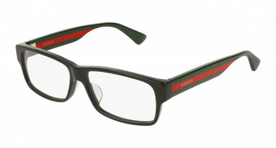 Gucci GG0344OA Eyeglasses, 001 - BLACK with MULTICOLOR temples and TRANSPARENT lenses