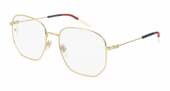 Gucci GG0396O Eyeglasses, 002 - GOLD with TRANSPARENT lenses