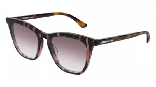 McQ MQ0168S Sunglasses, 004 - BURGUNDY with HAVANA temples and RED lenses