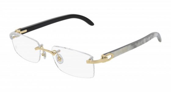 Cartier CT0046O Eyeglasses, 001 - GOLD with WHITE temples and TRANSPARENT lenses