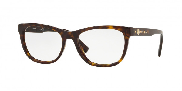 Versace VE3263BA Eyeglasses, 108 DARK HAVANA (HAVANA)
