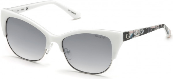 Guess GU7523 Sunglasses, 21X - White / Blue Mirror Lenses