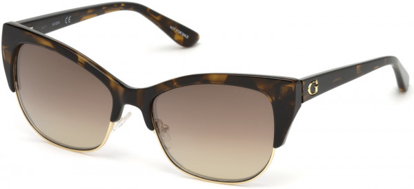 Guess GU7523 Sunglasses, 52X - Dark Havana / Brown Mirror