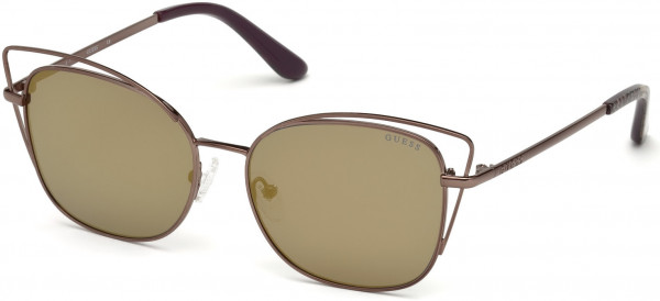 Guess GU7528 Sunglasses, 48G - Shiny Dark Brown / Brown Mirror