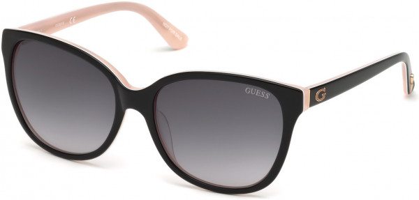 Guess GU7546 Sunglasses, 01B - Shiny Black  / Gradient Smoke
