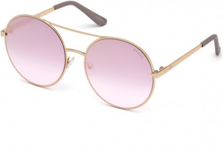 Guess GU7559 Sunglasses, 28U - Shiny Rose Gold / Bordeaux Mirror Lenses