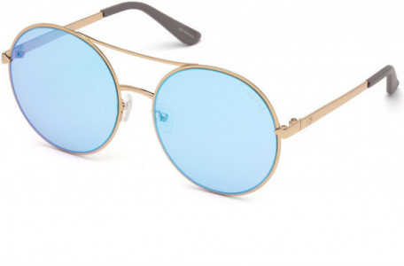 Guess GU7559 Sunglasses, 28X - Shiny Rose Gold / Blue Mirror Lenses