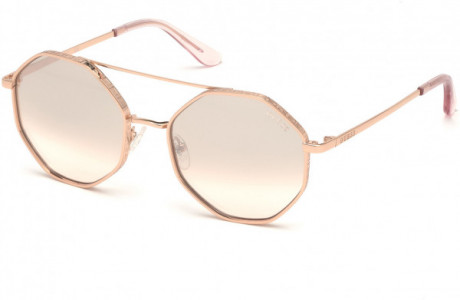 Guess GU7636 Sunglasses, 28U - Shiny Rose Gold / Bordeaux Mirror Lenses