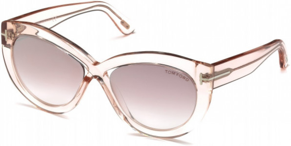 Tom Ford FT0577 Diane-02 Sunglasses, 72Z - Shiny Transparent Pink/ Gradient Antique Pink W. Silver Mirror Lenses
