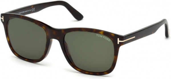 Tom Ford FT0595-F Sunglasses, 52N - Shiny Dark Havana, Rose Gold T Logo/ Green Lenses