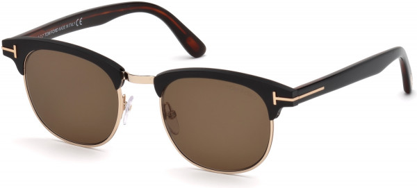 Tom Ford FT0623 Laurent-02 Sunglasses, 02J - Matte Black, Rose Gold, Classic Dk. Havana Temples/ Roviex Lenses