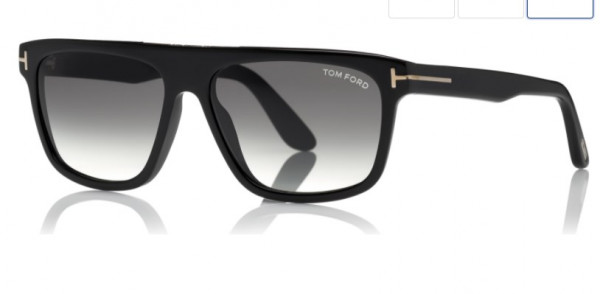 Tom Ford FT0628 Cecilio-02 Sunglasses, 01B - Shiny Black/ Smoke Gradient Lenses