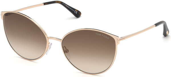 Tom Ford FT0654 Zeila Sunglasses, 28F - Shiny Rose Gold, Shiny Dark Havana / Gradient Brown Lenses