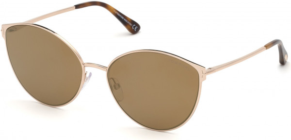 Tom Ford FT0654 Zeila Sunglasses, 28G - Shiny Rose Gold, Shiny Blonde Havana / Brown Gold Mirrored Lenses