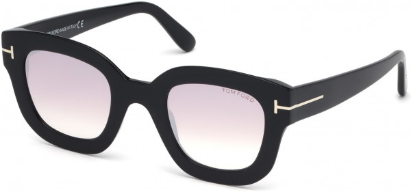 Tom Ford FT0659 Pia Sunglasses, 01Z - Shiny Black / Gradient Pearl Red Wine Lenses