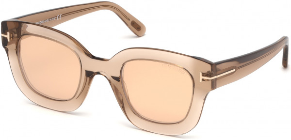 Tom Ford FT0659 Pia Sunglasses, 45G - Shiny Transparent Rose Champagne/ Pink Mirrored Lenses