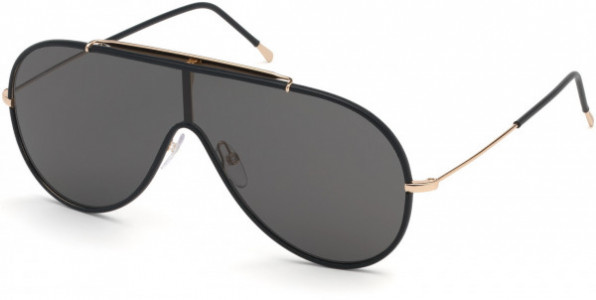 Tom Ford FT0671 Mack Sunglasses, 01A - Shiny Rose Gold W. Black Leather Rims / Smoke Lenses