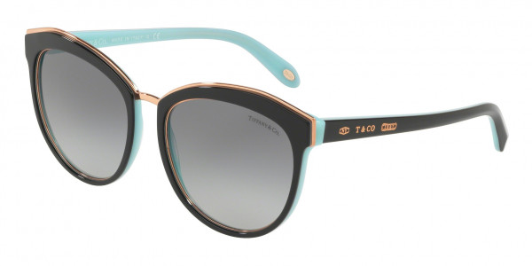 Tiffany & Co. TF4146 Sunglasses, 80553C BLACK ON TIFFANY BLUE (BLACK)