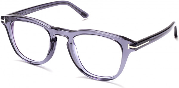 Tom Ford FT5488-B Eyeglasses, 020 - Shiny Transparent Dark Grey/ Blue Block Lenses