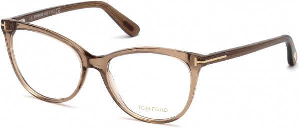 Tom Ford FT5513 Eyeglasses, 045 - Shiny Transparent Brown, Rose Gold 