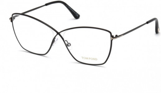 Tom Ford FT5518 Eyeglasses, 001 - Shiny Black Metal, Shiny Black Temple Tips