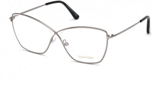 Tom Ford FT5518 Eyeglasses, 014 - Shiny Light Ruthenium, Shiny Black Temple Tips