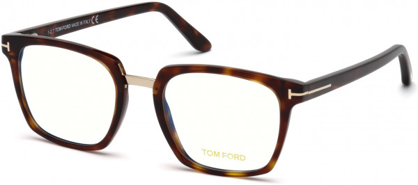 Tom Ford FT5523-B Eyeglasses, 054 - Shiny Red Havana, Shiny Rose Gold Bridge & 