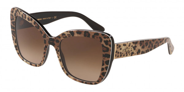Dolce & Gabbana DG4348 Sunglasses, 316313 LEO BROWN ON BLACK BROWN GRADI (BROWN)