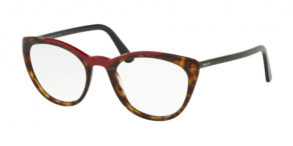 Prada PR 07VV CATWALK Eyeglasses, 3201O1 CATWALK HAVANA/RED (RED)